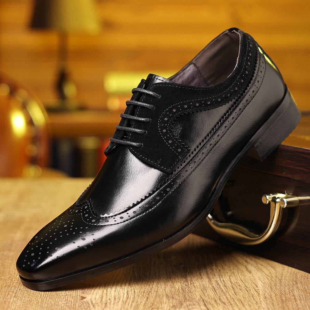 Men's Casual All-matching Vintage Leather Shoes Black