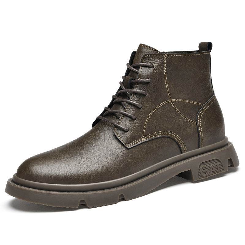 Martin Boots Men's Autumn Elevator Shoes 10cm Breathable Khaki 6CM