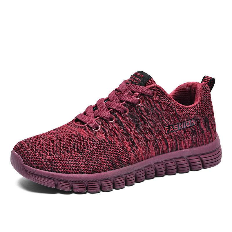 Hollow Comfort Cloth Shoes Soft Bottom Walking Shoes Purplish Red