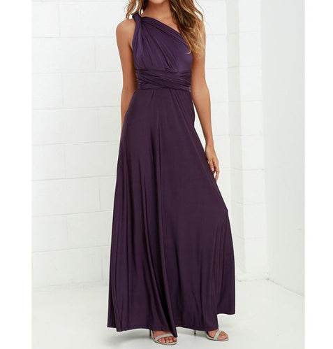 Women's Sexy Long Party Dress Club Floor-Length Summer Backless Bandage Maxi Dress Multiway Bridesmaids Boho Women Dress Vestidos Dark purple