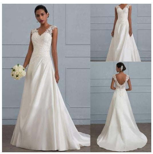 Autumn new white temperament lace dress European wedding bridesmaid backless low collar large size dress long skirt White