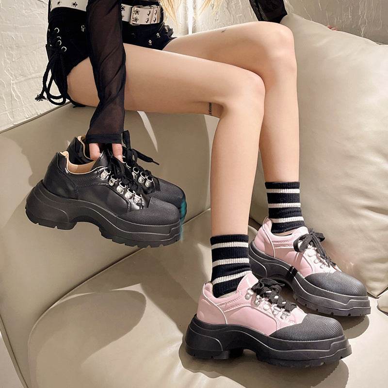 Platform Leather Shoes Female British Style