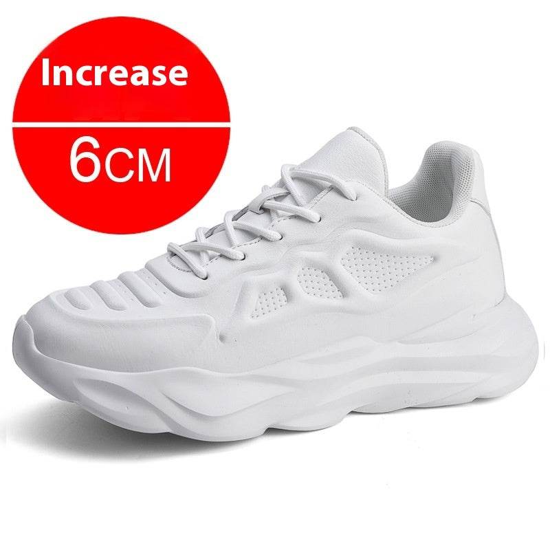 Summer New Invisible Height-increasing Shoes Men's 8CM Breathable Clunky Sneakers White Increased 6CM