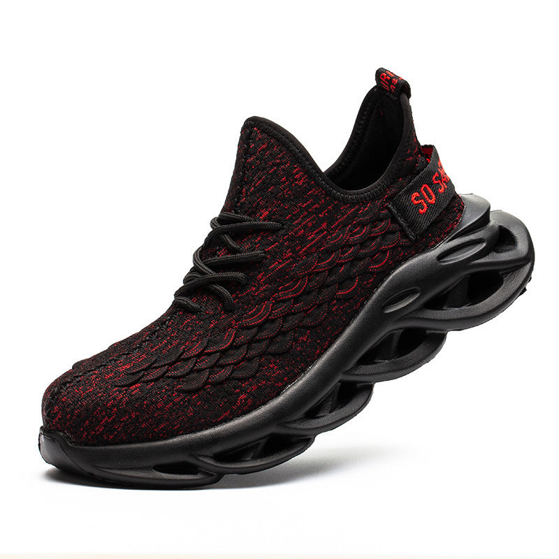 Anti-smash And Anti-puncture Breathable Steel Toe Safety Protective Shoes Men Twisted red