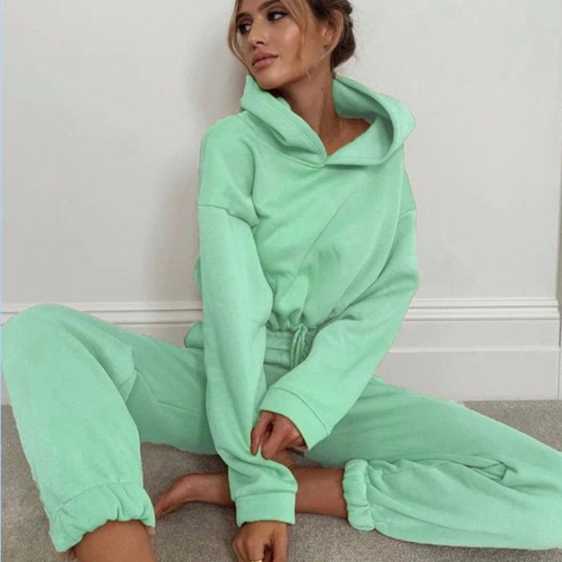 Jogging Suits For Women 2 Piece Sweatsuits Tracksuits Sexy Long Sleeve HoodieCasual Fitness Sportswear Green