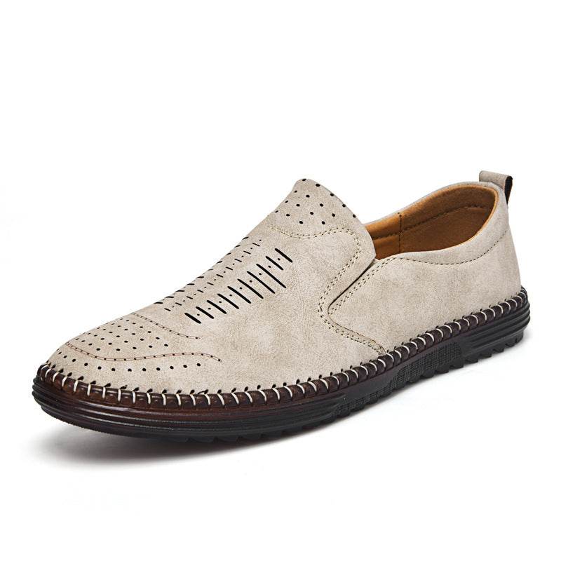 Men's Shoes Outdoor Casual Shoes Slip-on Flat Beige