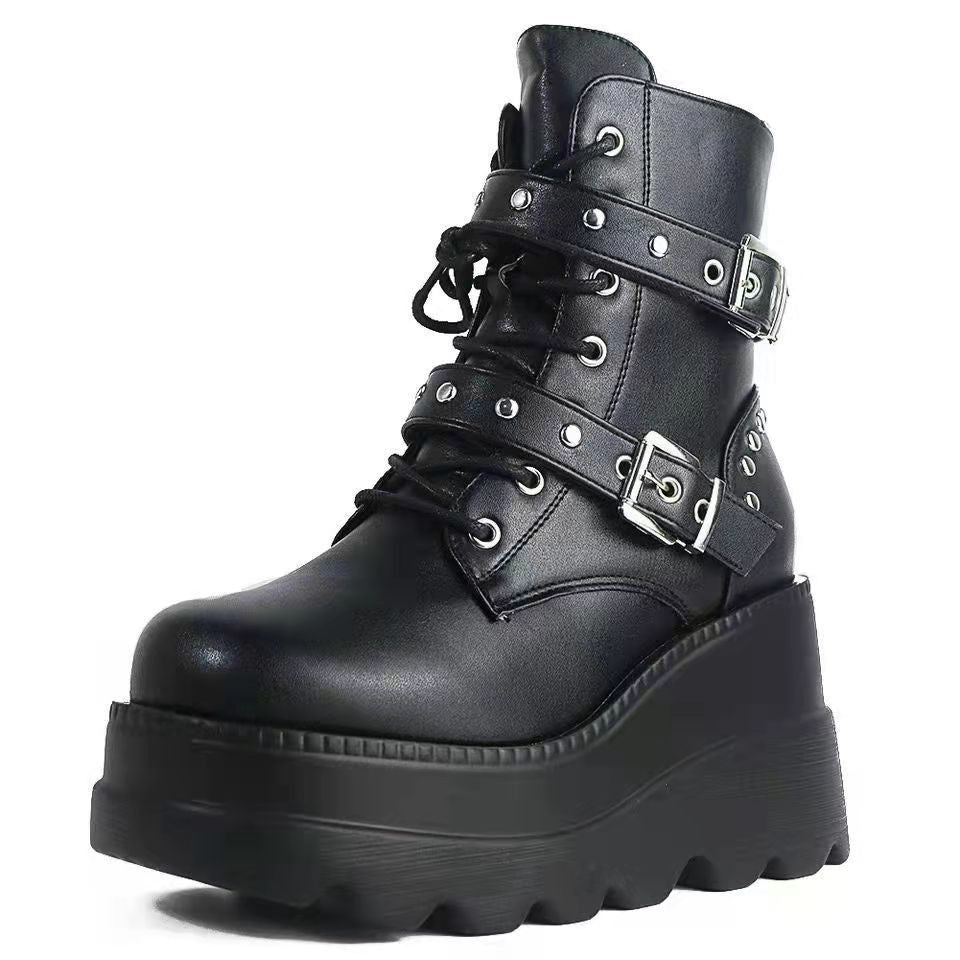 Thick Bottom Plus Size Short Boots Women Black