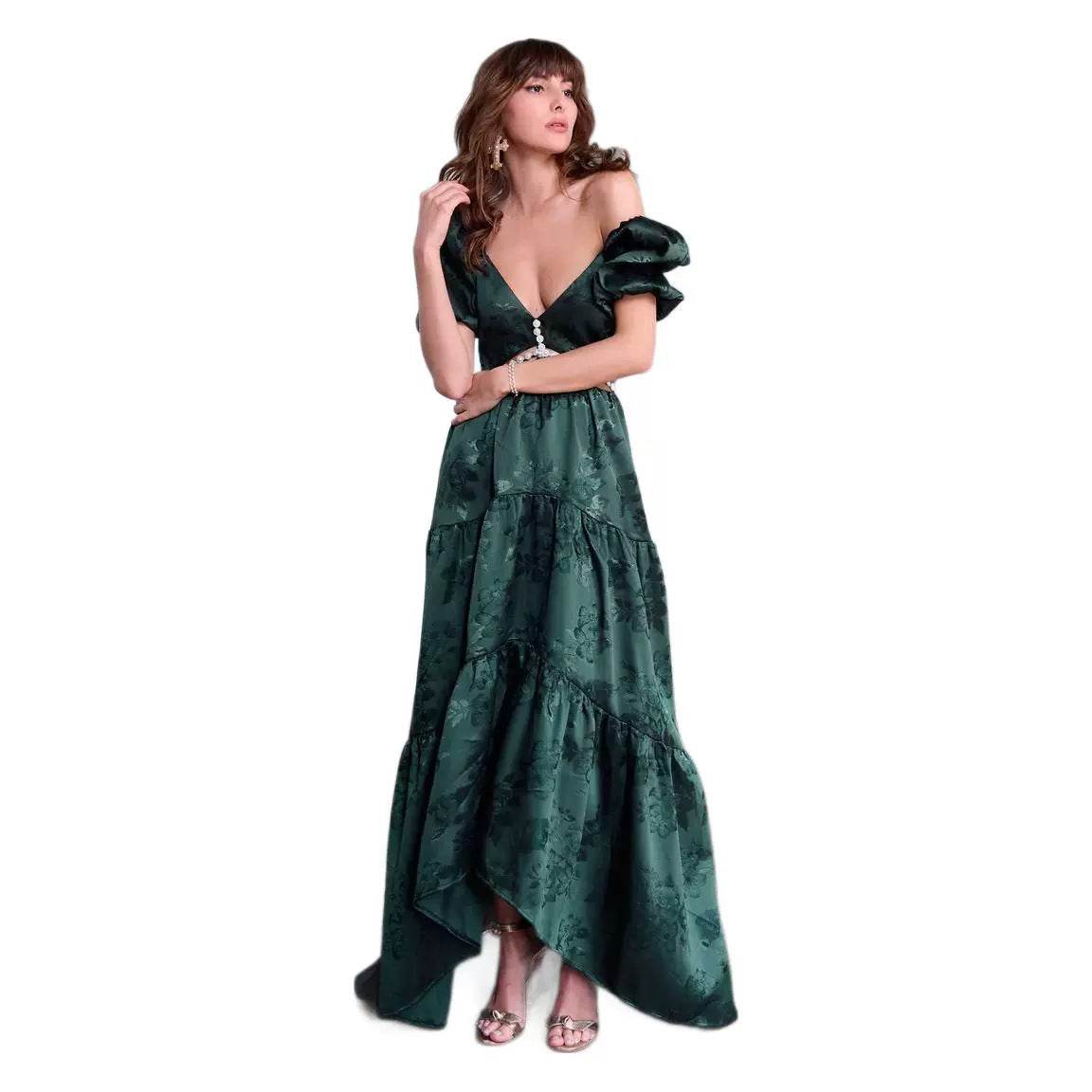 Women's Multi-section Diamond Beads Stitching Elegant Dress