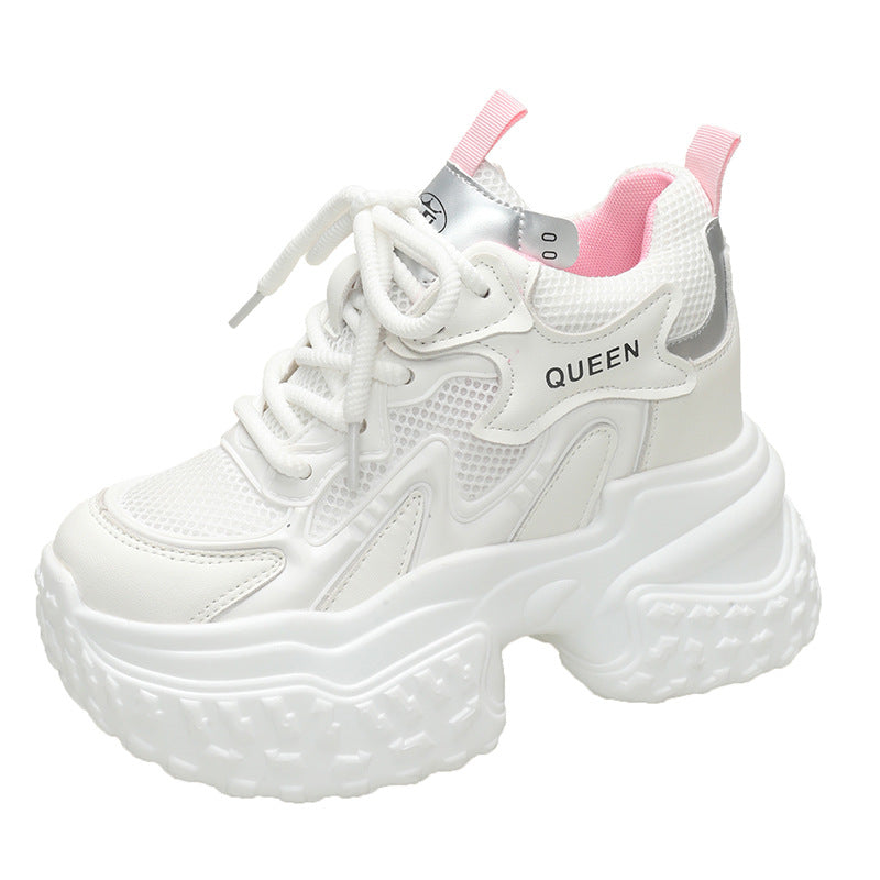 Mesh Breathable Platform Sports Casual Daddy Shoes White