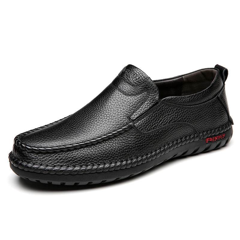 Comfortable Cowhide Soft Bottom Soft Surface Men's Shoes Black