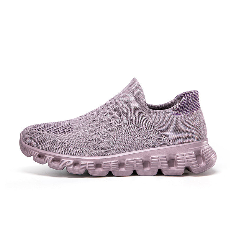 Slip-on Plus Size Flying Woven Women's Shoes Purple