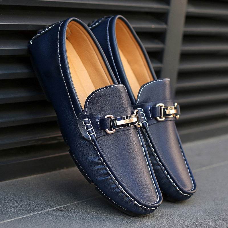 Genuine Leather Breathable New Men's Gommino Loafers Blue