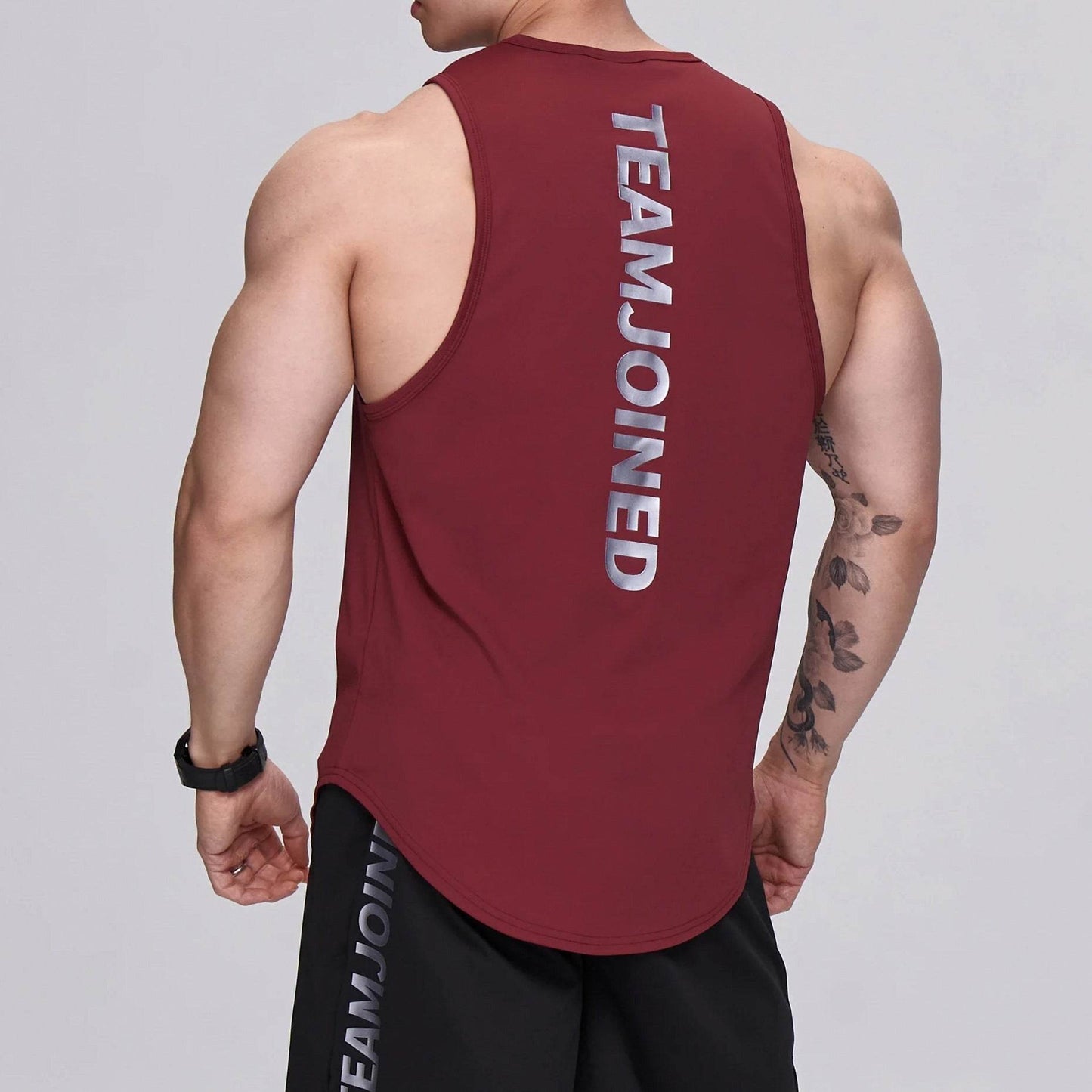 Fashion Slim Fit Breathable Sleeveless Shirt Men's Wine Red
