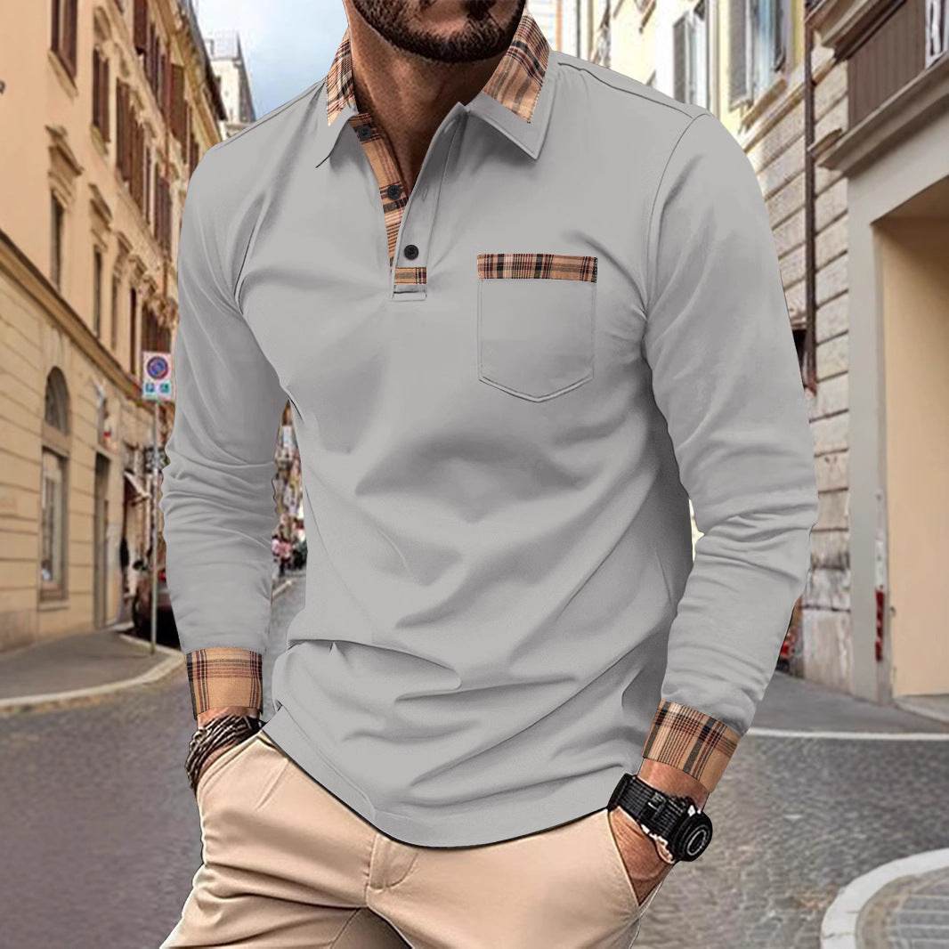 Men's Fashion Casual Solid Color Sports Polo Shirts Gray