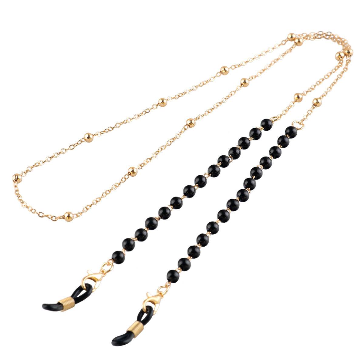 Glasses Hanging Chain Pearl Pendant Sunglasses Chain Lolita Gold Chain Black Pearl