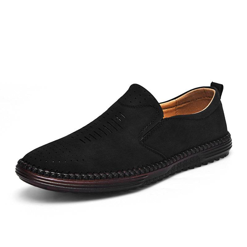 Men's Shoes Outdoor Casual Shoes Slip-on Flat Black