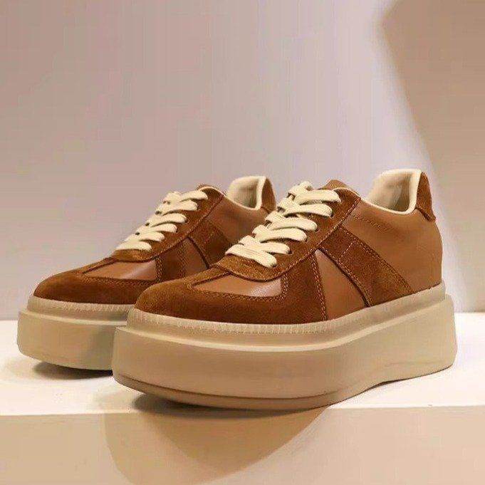 Small Women's Thick-soled Non-slip Sports Shoes Height Increasing Insole Brown