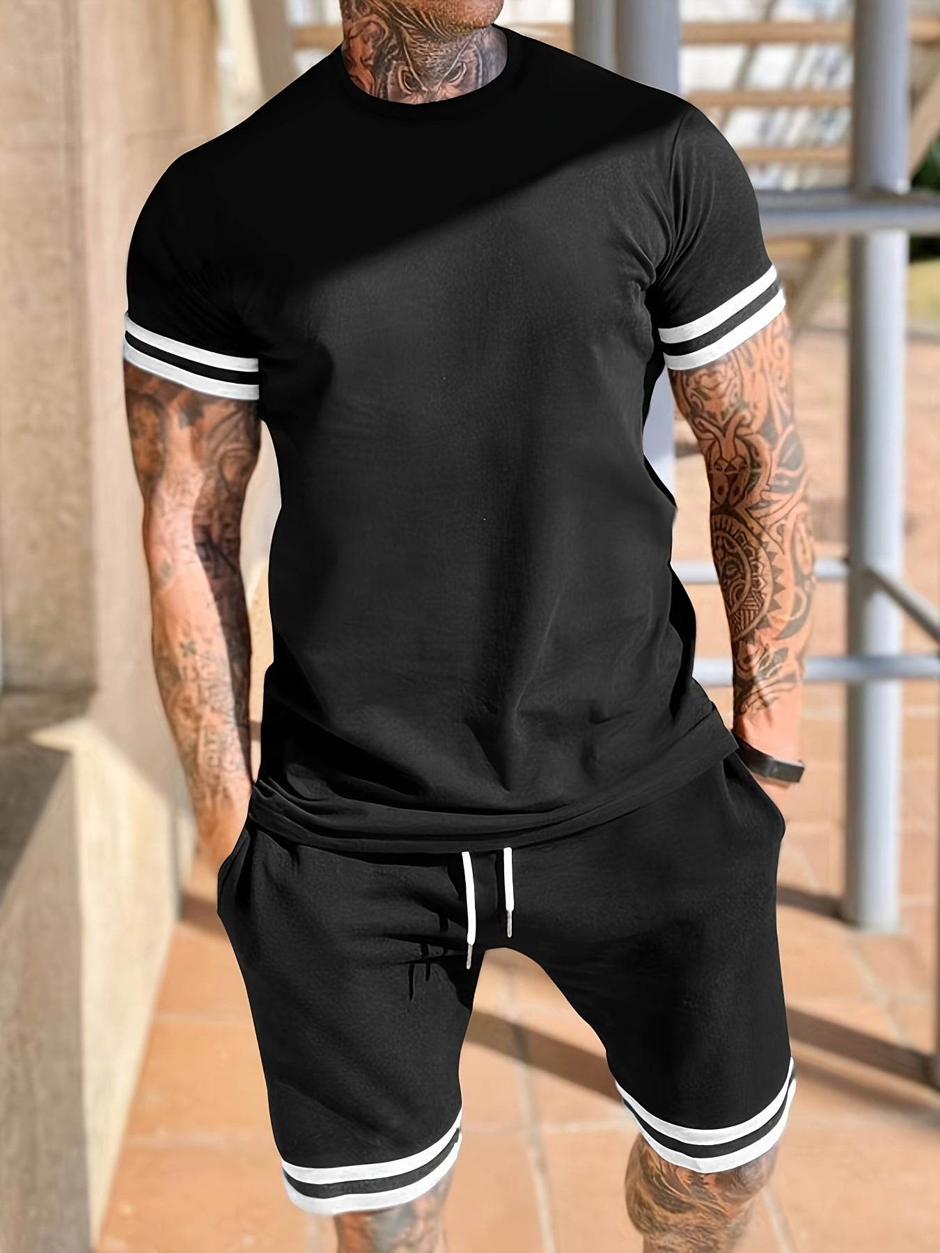 Men's Short-sleeved T-shirt Casual Shorts Two-piece Set