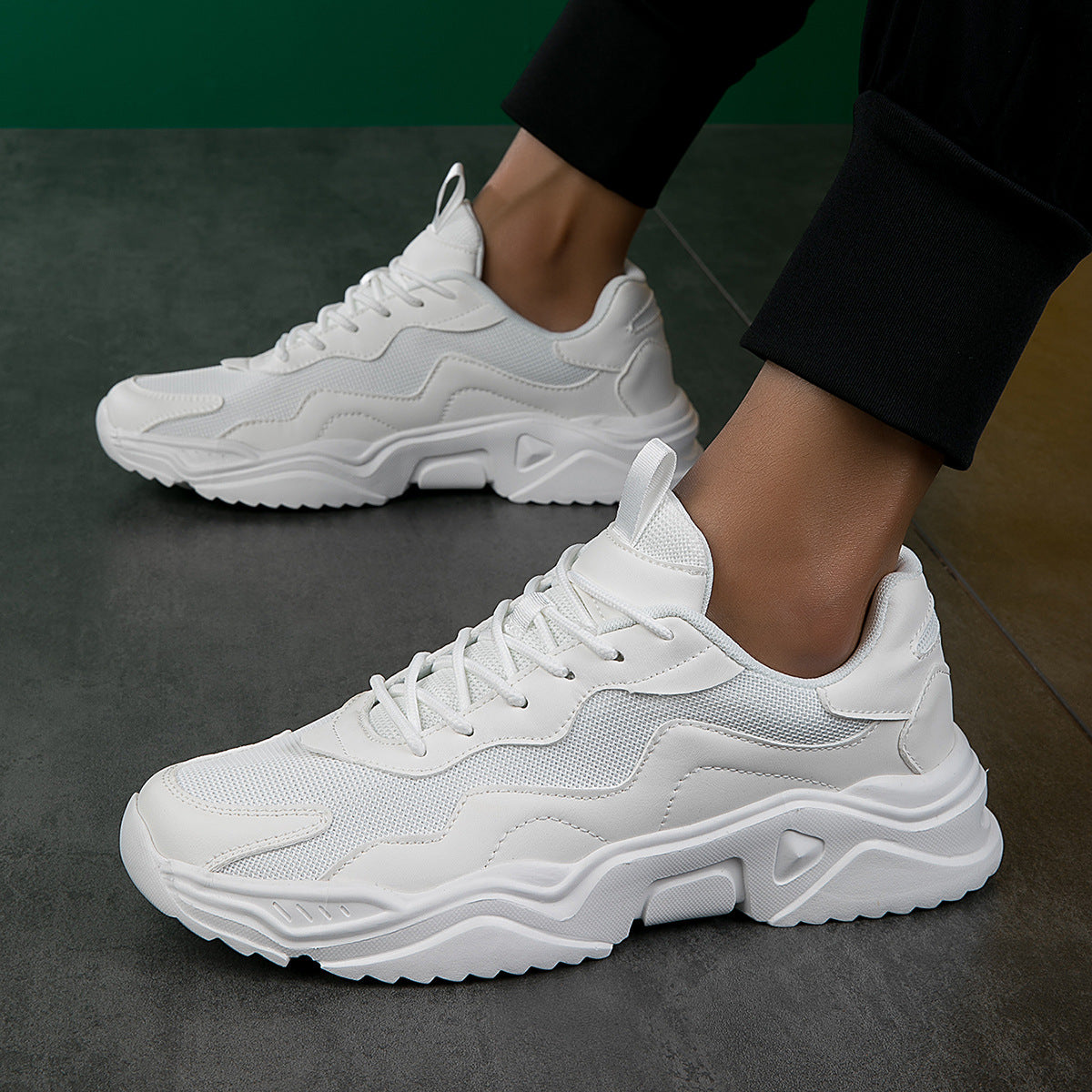Thick-soled Shock Absorbing Lightweight Casual Sneaker White