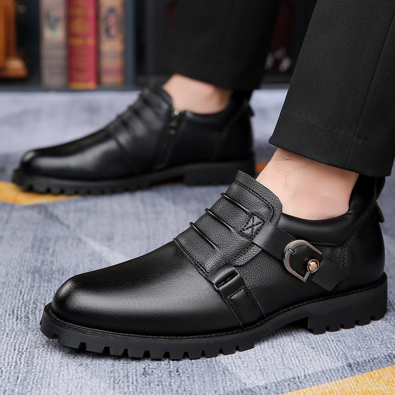 Low-top Versatile Retro Motorcycle Platform Round Toe Holder Men's Shoes