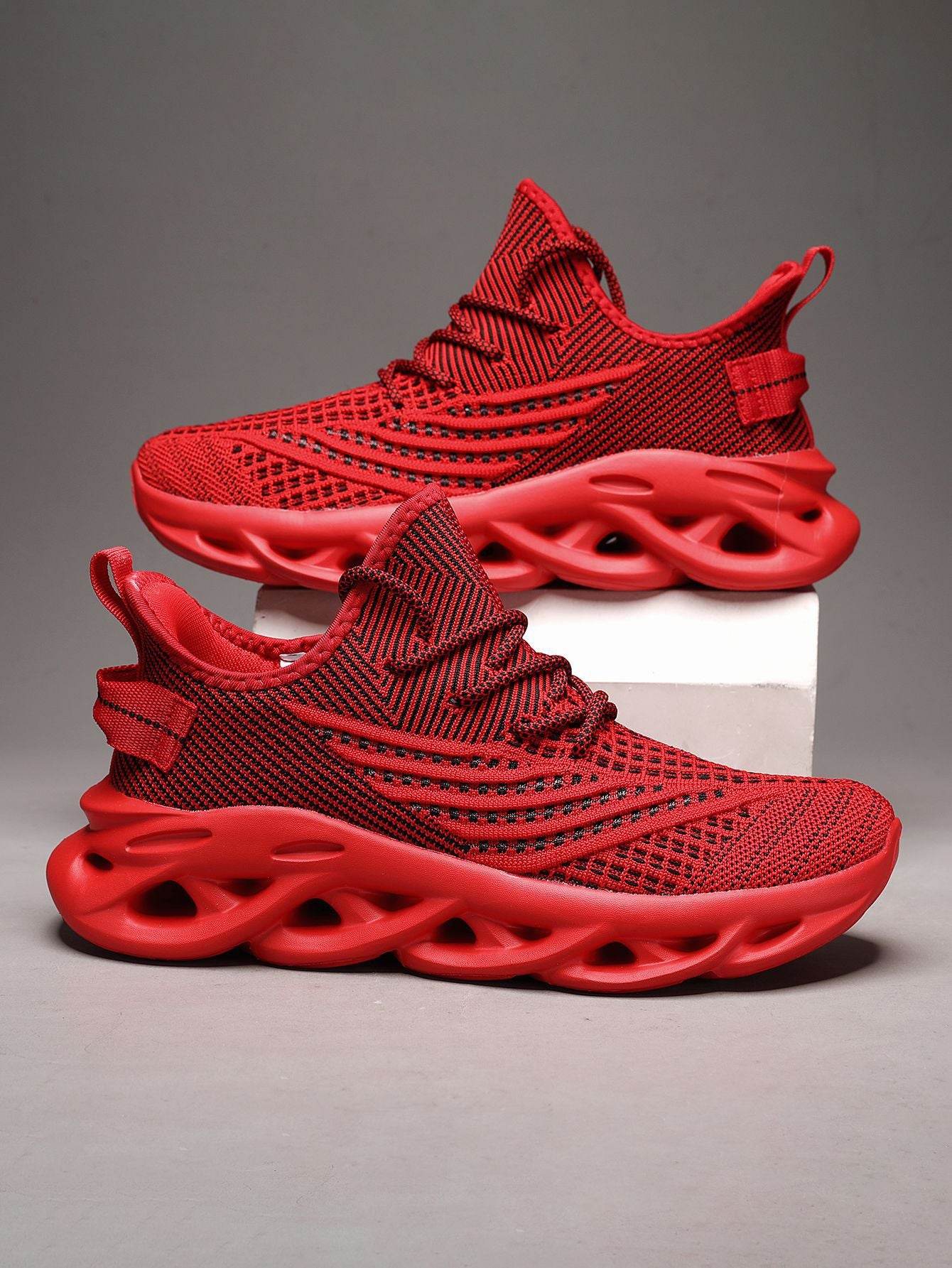 Sneaker Men's Fly-kit Mesh Twist Bottom Lightweight Dark Red