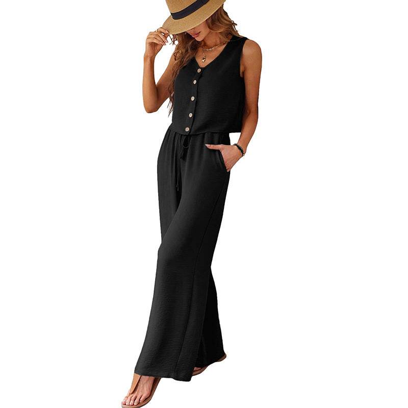 Fashion Suit Female Sleeveless Two-piece Suit LC627144 Black