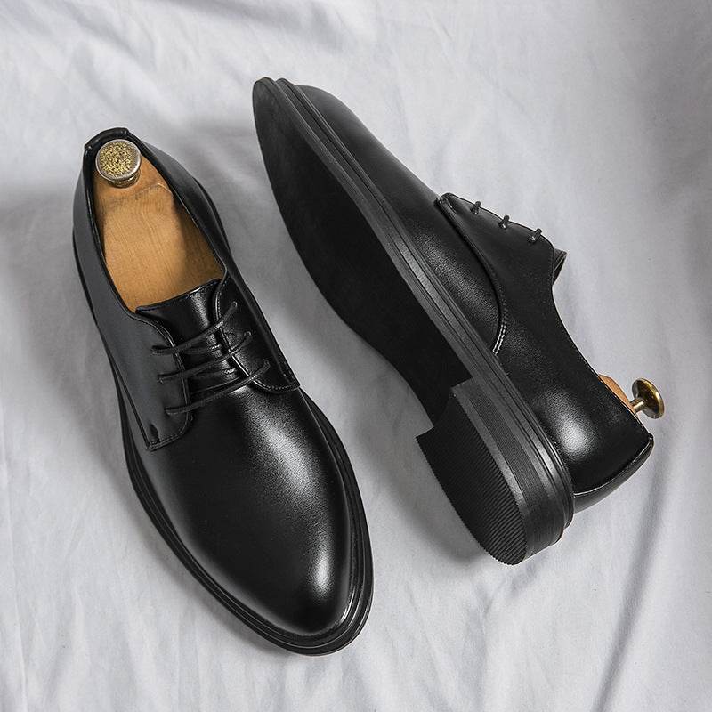Glossy Pointed Business Leather Shoes Men's British Fashion Matte Black