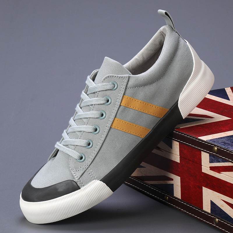 Men's Canvas Shoes Lightweight Breathable All-match Low Top 5850 Light Gray