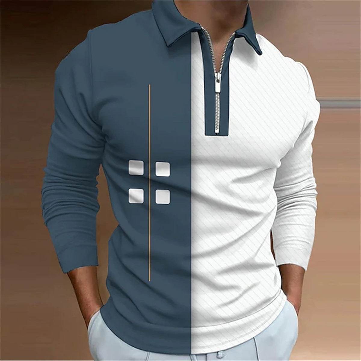 European And American Men's Lapel Polo Shirt Fashion Casual Long Sleeve YYCP0062