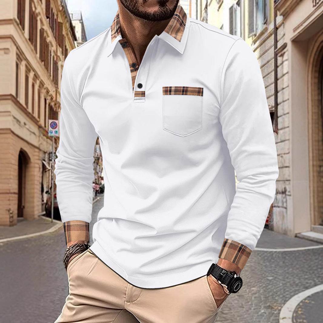 Men's Fashion Casual Solid Color Sports Polo Shirts White