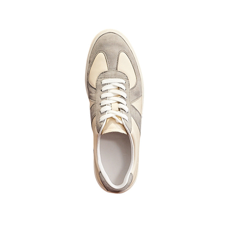 Retro Color Matching Couple Casual Flat Skateboard Shoes Apricot Gray