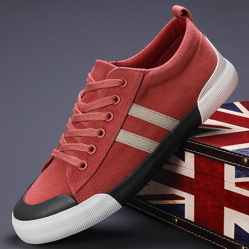 Men's Canvas Shoes Lightweight Breathable All-match Low Top 24178 Brick Red