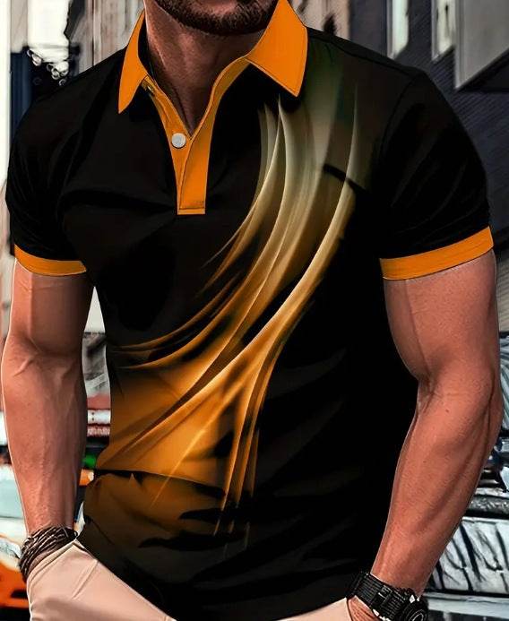 Men's Printed Color Short-sleeved Lapel Shirt 5 Models