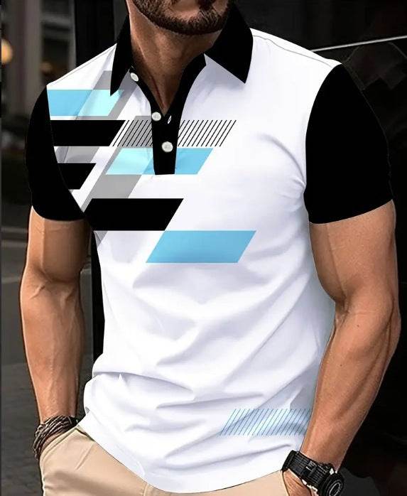Men's Printed Color Short-sleeved Lapel Shirt 14 Models