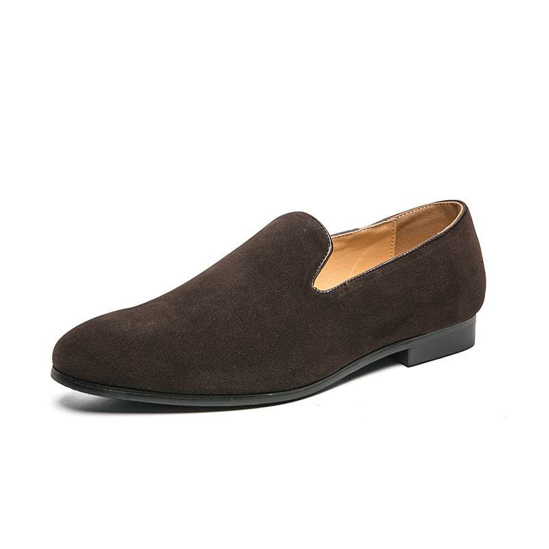British Leather Shoes Matte Leather Gommino Men Brown