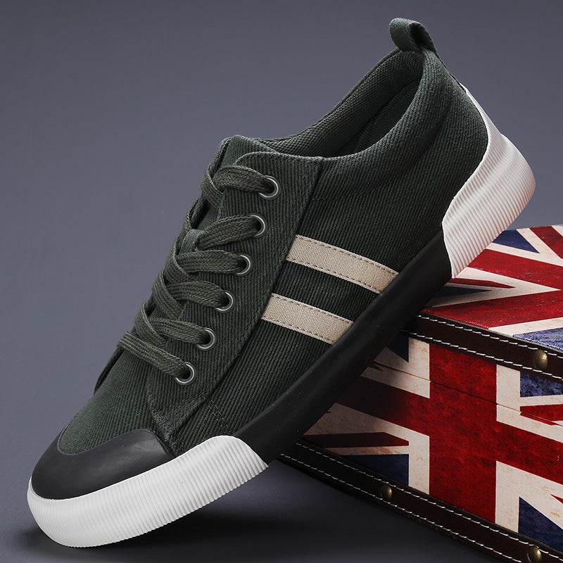 Men's Canvas Shoes Lightweight Breathable All-match Low Top 24178 Deep Grass Green