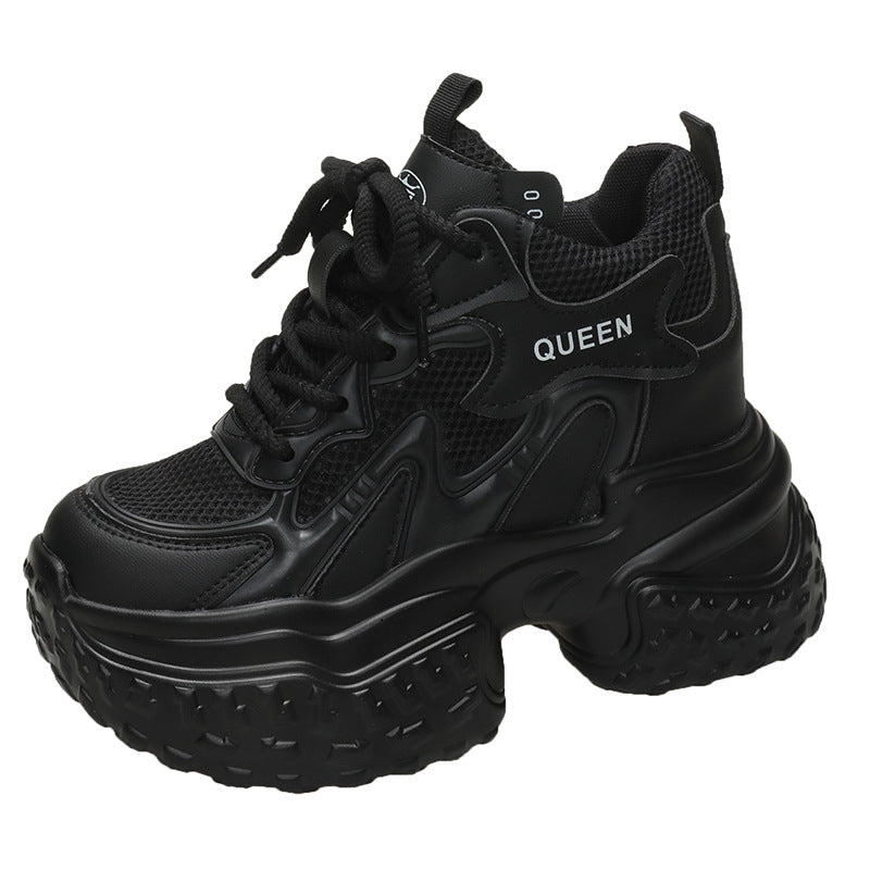 Mesh Breathable Platform Sports Casual Daddy Shoes Black