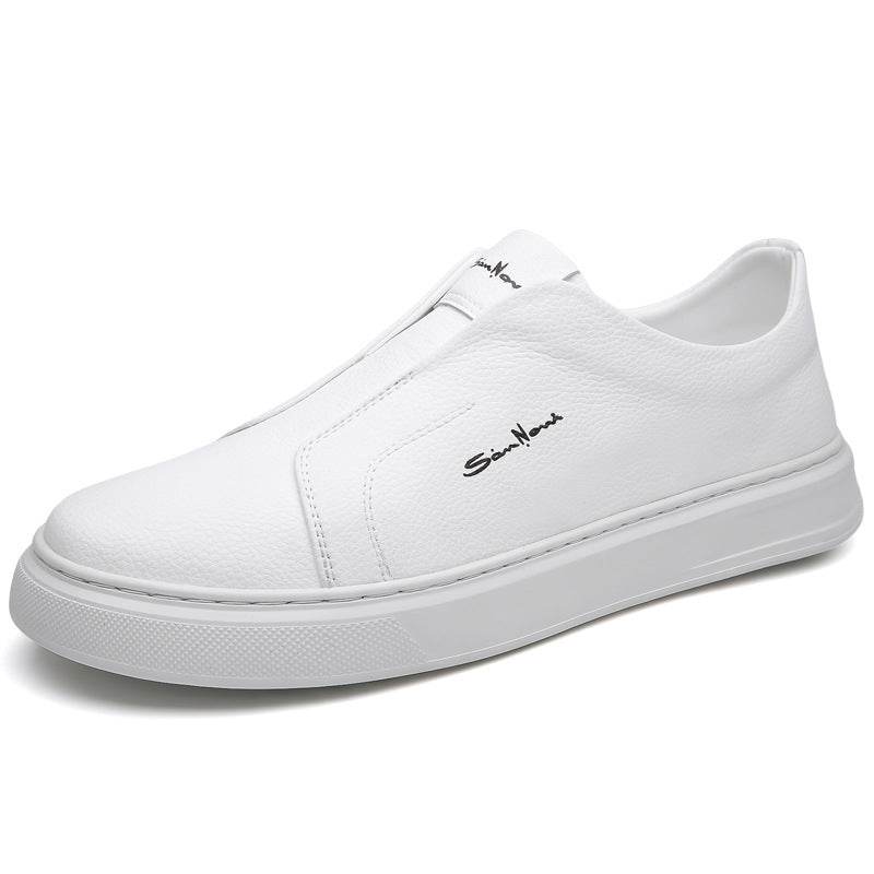 Casual And Comfortable Breathable Non-slip Trendy Soft Bottom Rubber Round Toe Flat Heel Slip-on Shoes White