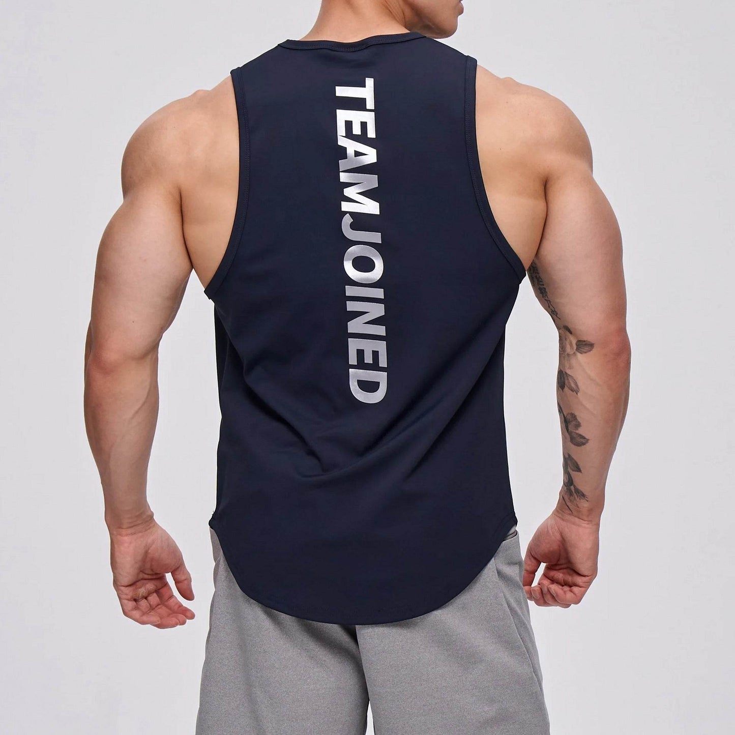 Fashion Slim Fit Breathable Sleeveless Shirt Men's Dark Blue