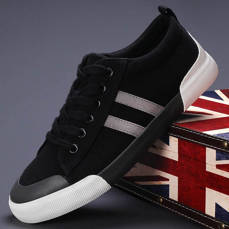 Men's Canvas Shoes Lightweight Breathable All-match Low Top 24178 Black