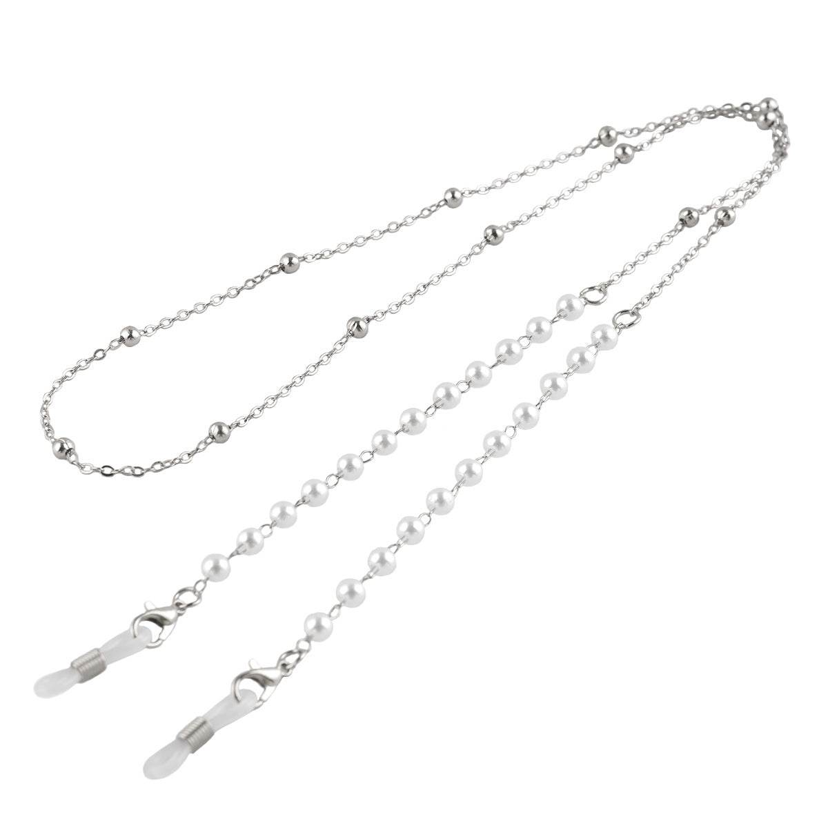 Glasses Hanging Chain Pearl Pendant Sunglasses Chain Lolita Silver Chain White Pearl