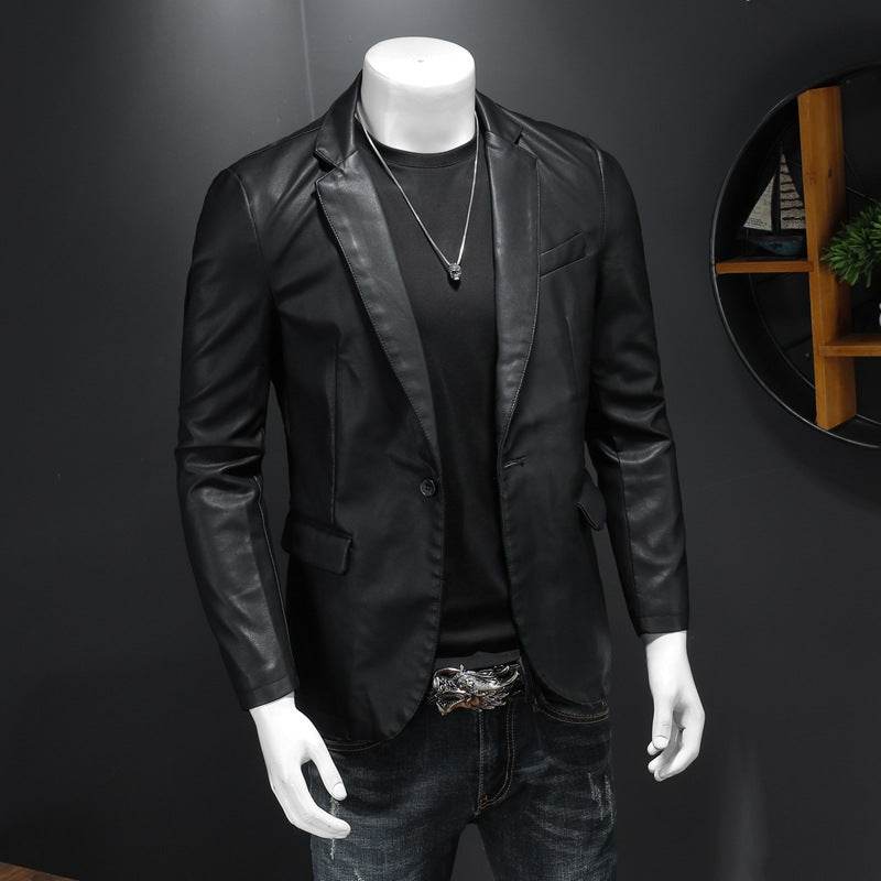 Suit Men's Leather Coat Casual Korean Style