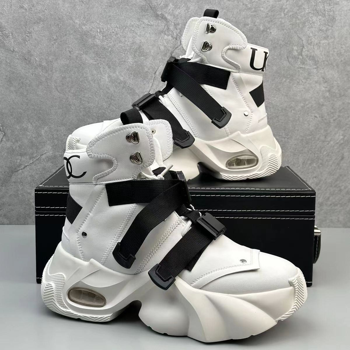 High-top Men's Shoes Wear-resistant Fashion Boots Sports Shoes 24XS111 White