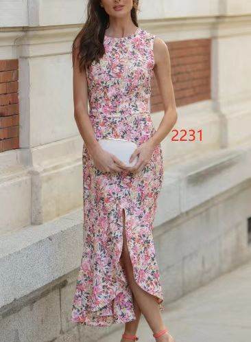 Fashion Printing Sleeveless Elegant Dress Women