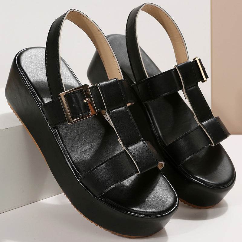 Fashion Personality Platform Beach Sandals For Women Black