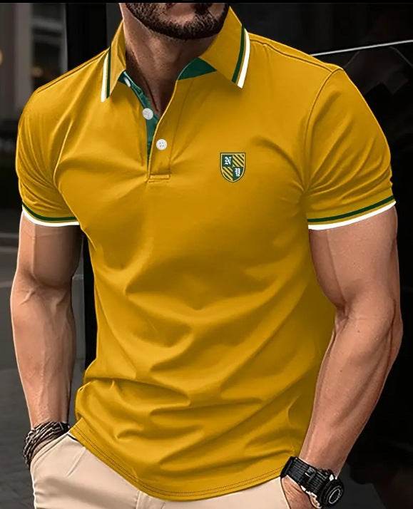Men's Printed Color Short-sleeved Lapel Shirt 8 Models