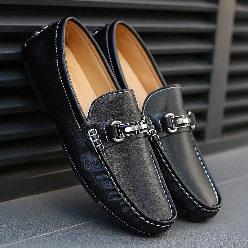 Genuine Leather Breathable New Men's Gommino Loafers Black