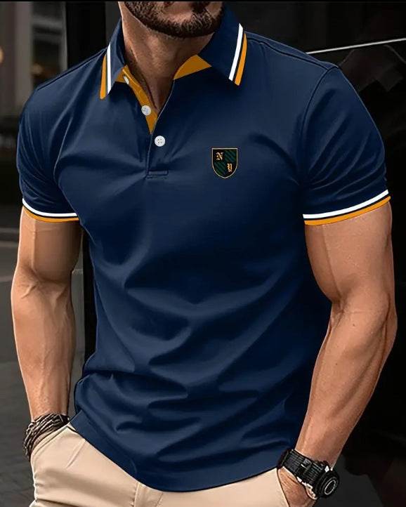Men's Printed Color Short-sleeved Lapel Shirt 9 Models