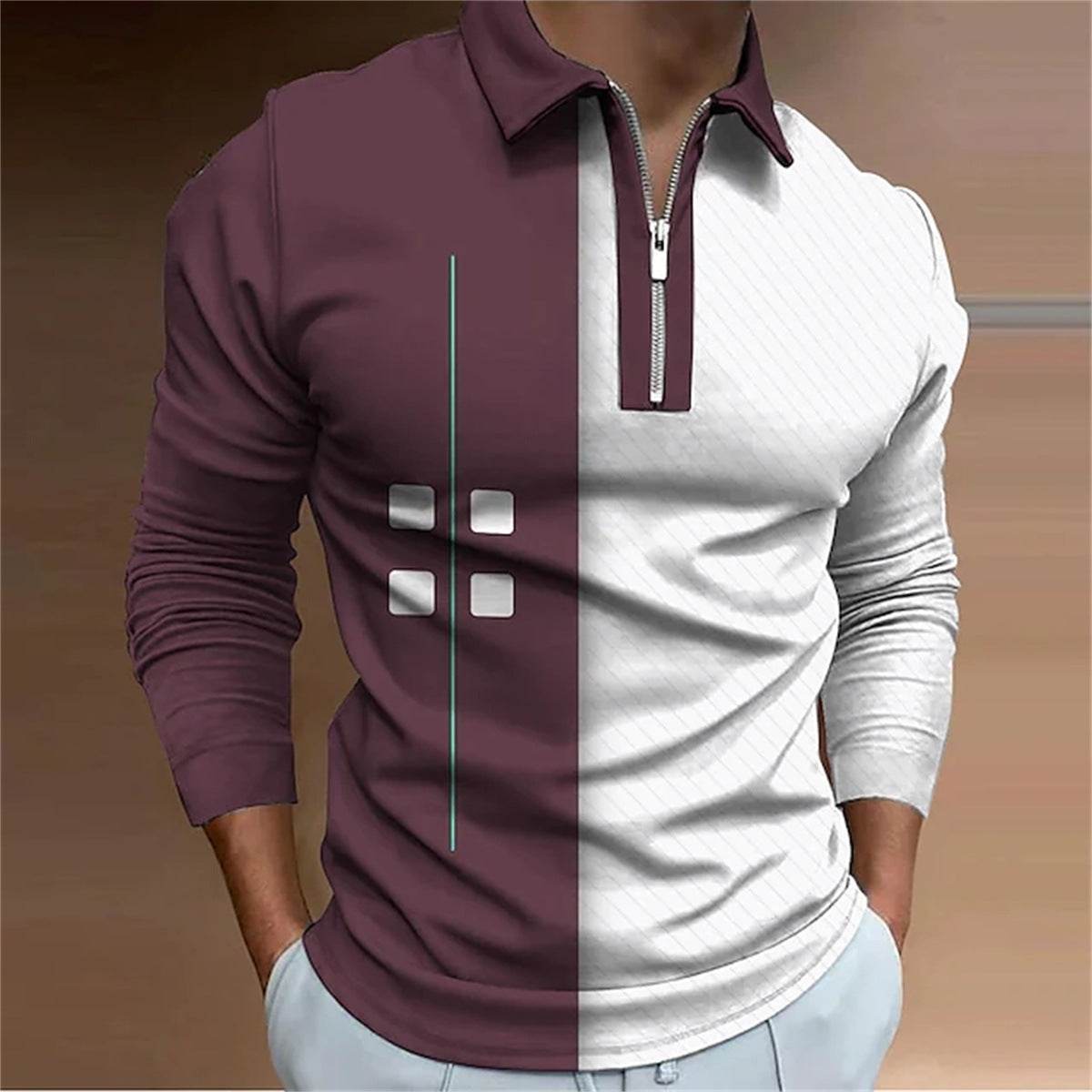 European And American Men's Lapel Polo Shirt Fashion Casual Long Sleeve YYCP0063