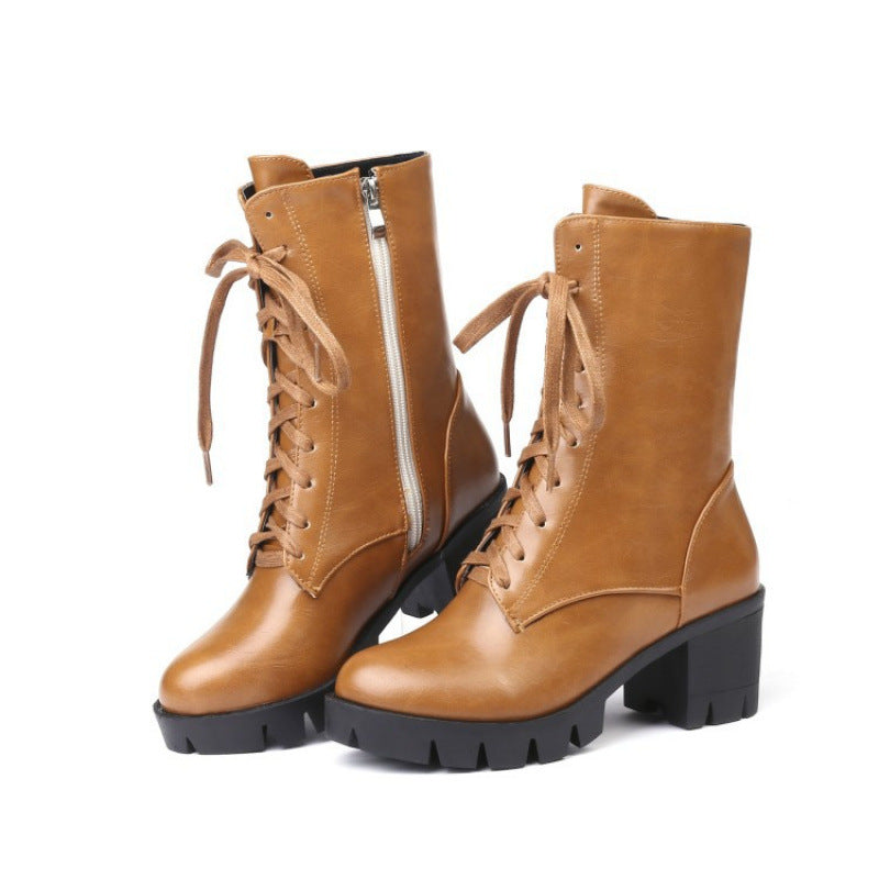 Women's European And American Taiwan Platform Martin Boots Yellow